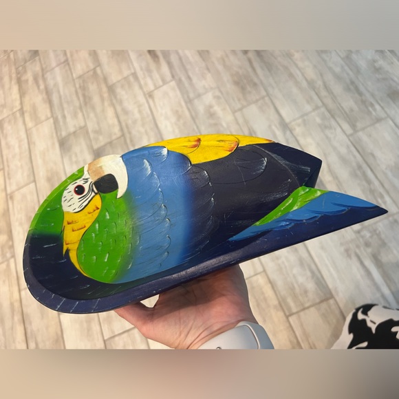 Parrot shaped Bowl Handcrafted Handmade Wooden Bird Hawaii - Picture 1 of 10